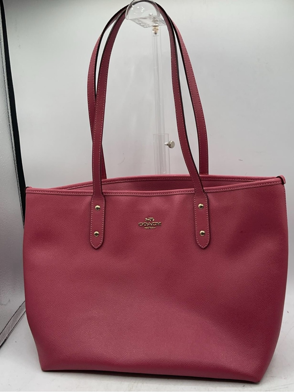 Coach Rose mauve Crossgrain Leather Tote with Gold Hardware - Picture 1 of 16